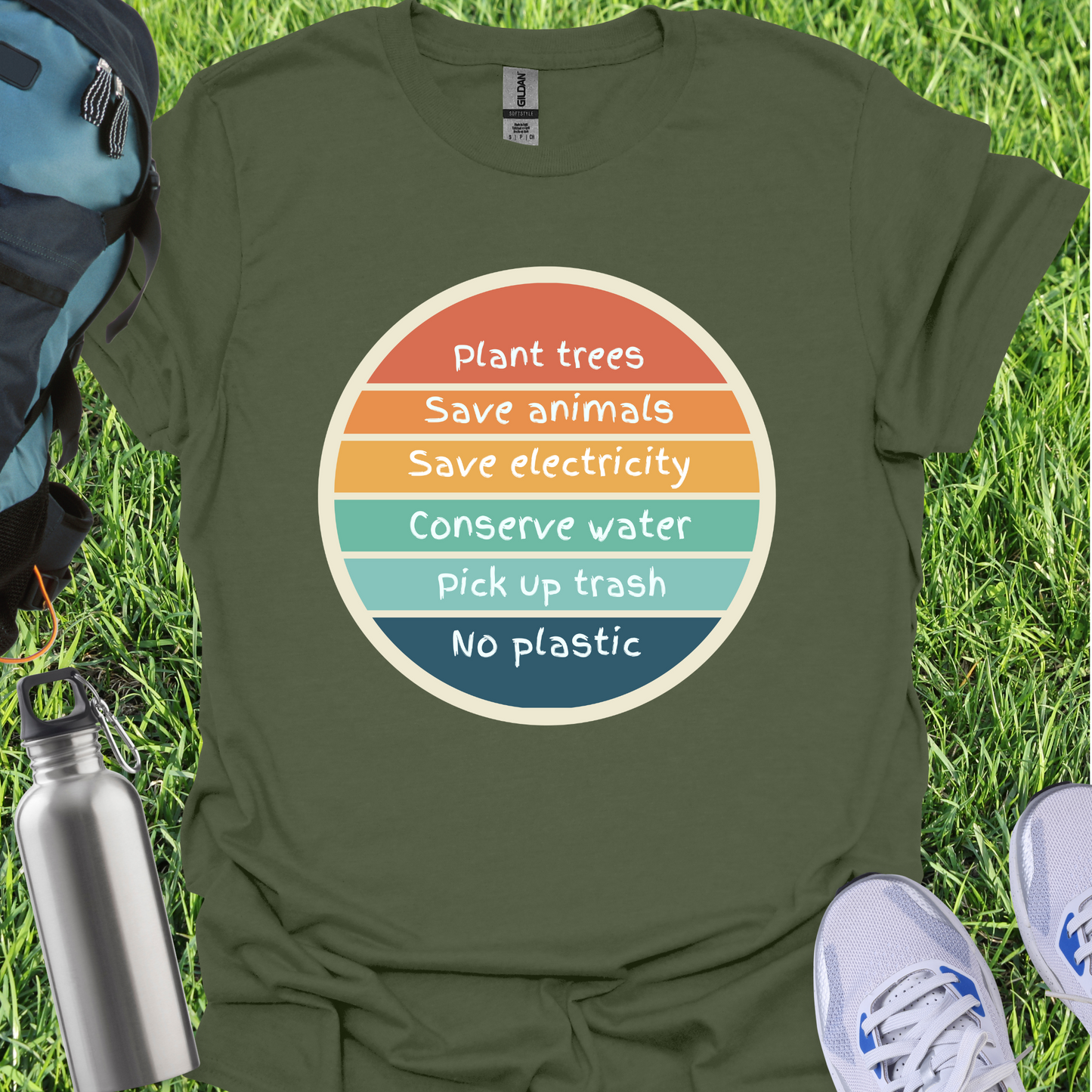 Plant Trees Save Animals Save electricity Conserve Water Pick Up Trash No Plastic