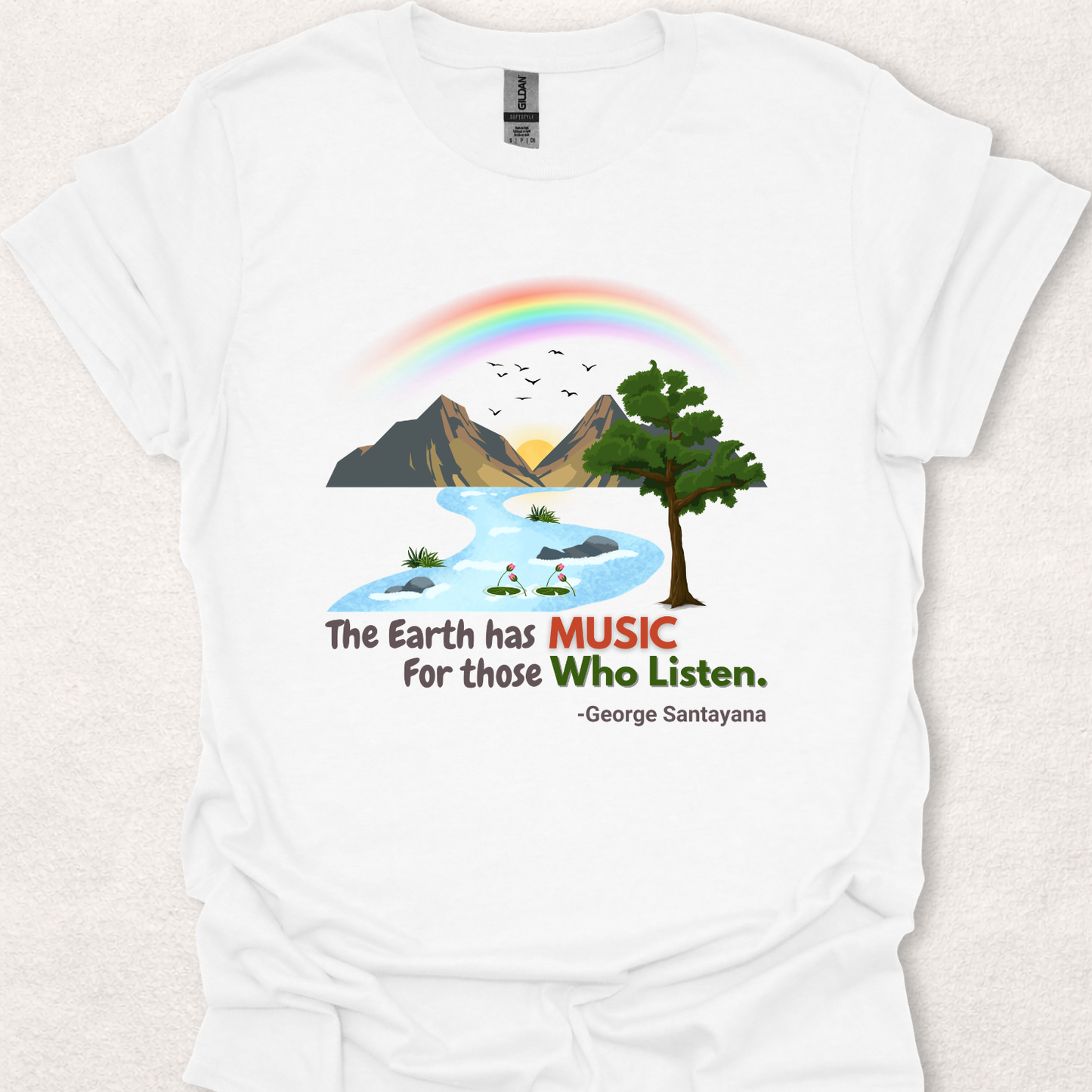 The Earth Has Music nature quote t-shirt in white