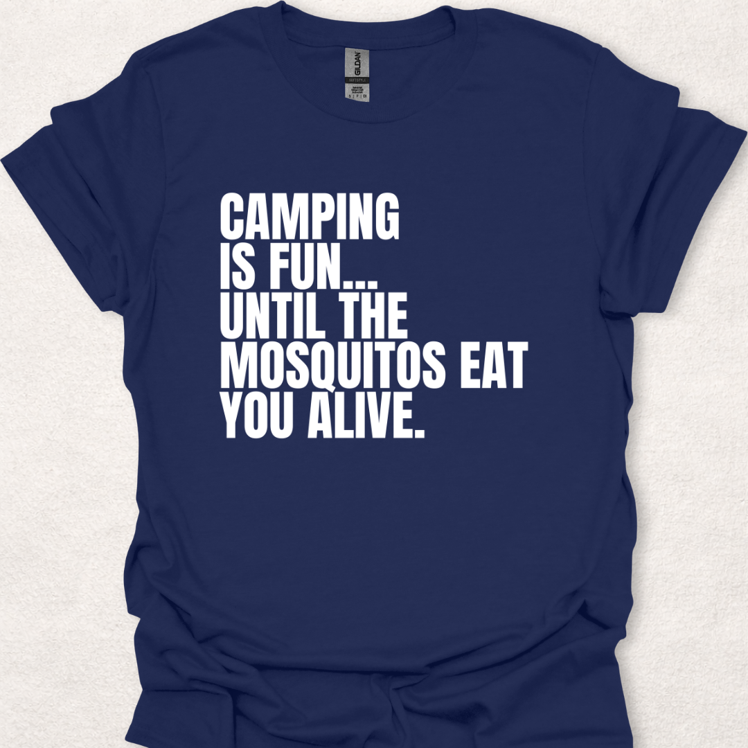 Camping Is Fun Until Mosquitos camping t-shirt in navy