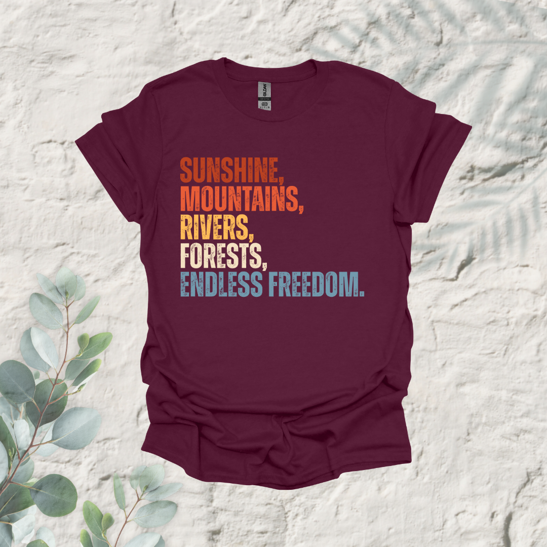 Sunshine Mountains Rivers Forests Endless Freedom